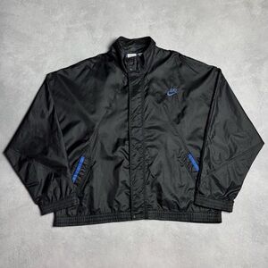 1990s Nike Vintage Mens Black Nylon Track Jacket Size L